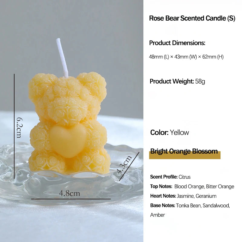 Rose Bear Scented Candles - Cute Decorations & Handmade Gifts for Women / Friends, Ideal for Wedding Souvenirs,  Valentine's Day