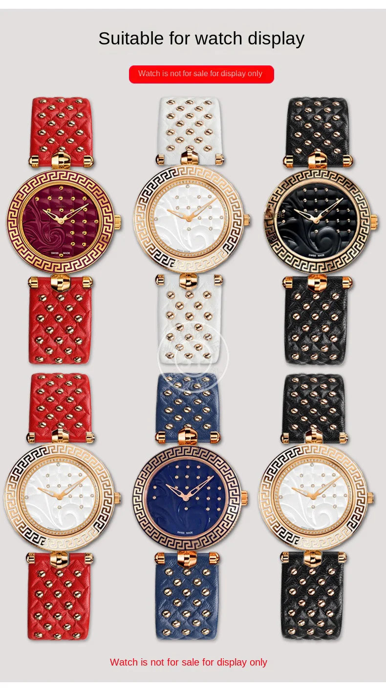 Shenyu Watchband with u-shaped interface For VERSACE Vanitas micro Leather strap Replace watch bracelet female Watch Accessories
