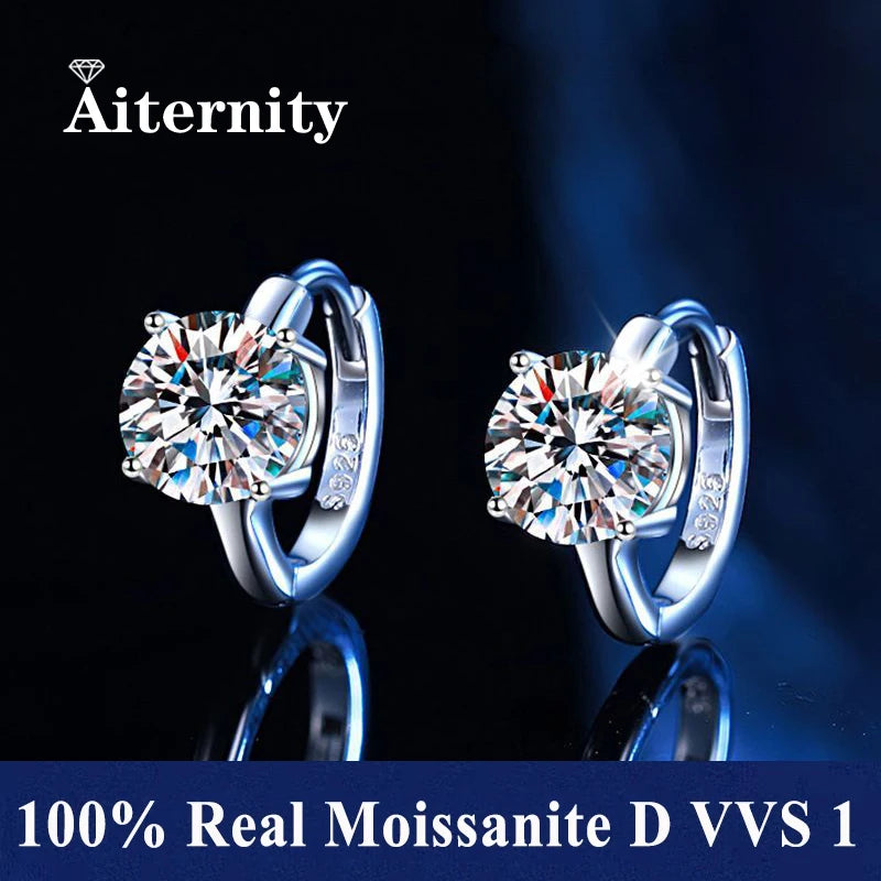 GRA Certificates 100% Real Moissanite 925 Sterling Silver D VVS1 Pass Diamond Tester Pen Moissanite Stud Earrings For Women