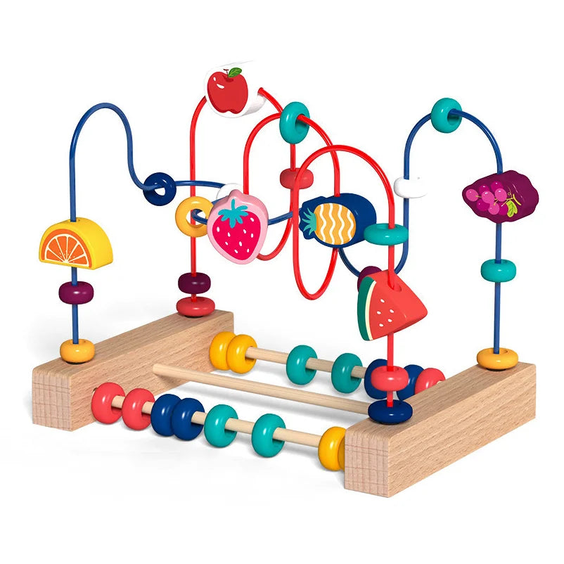 Montessori Baby Toys Wooden Roller Coaster Bead Maze Abacus Math Toys Toddler Early Educational Toys for 1 2 3 Years Kids Gifts