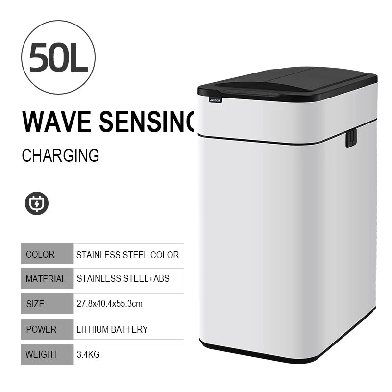 Smart Trash Can 15L 20L 30L 40L 50L 60L Stainless Steel Waste bin High Trash Cans Garbage Bin for Kitchen Trash Can Wastebasket