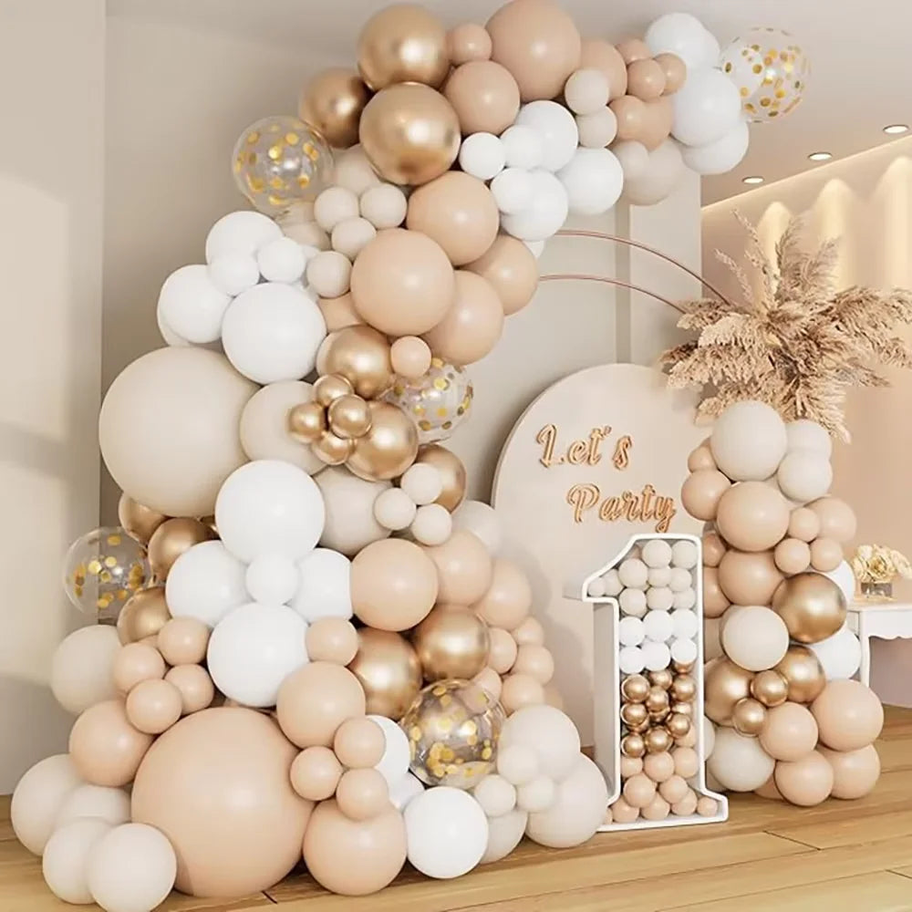 Nude White Sand Balloons Arch Kit Skin Gold Balloon Garland Kids Birthday Party Baby Shower Wedding Graduation Decoration Globos