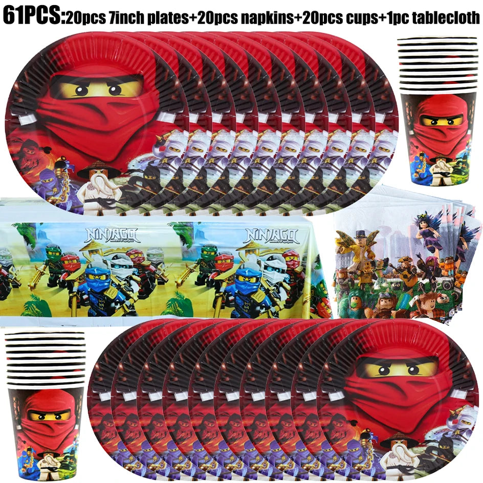 Ninja Birthday Party Decorations New Paper Tableware Plates Cups Napkins Tablecloth Background Balloon Supplies Deco For Kid Boy
