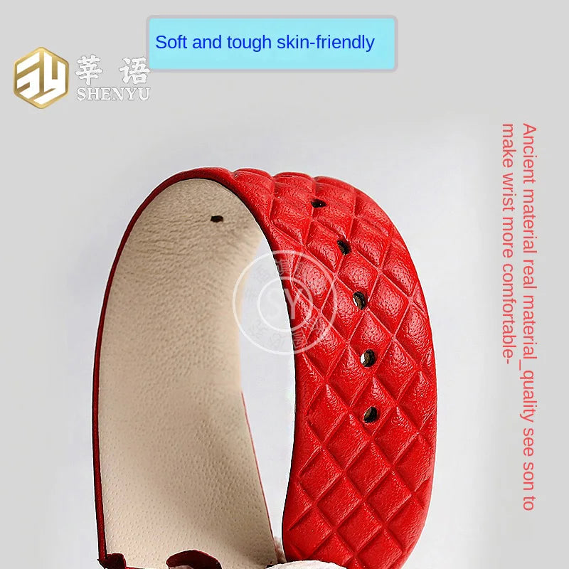 Shenyu Watchband with u-shaped interface For VERSACE Vanitas micro Leather strap Replace watch bracelet female Watch Accessories