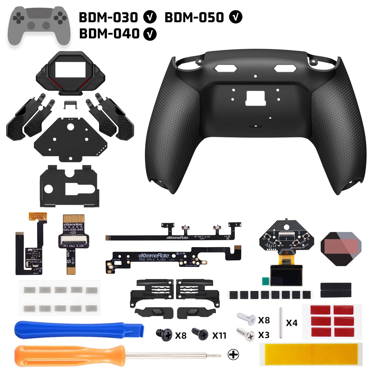 eXtremeRate SPARK Back Paddles Kit for ps5 Controller BDM-030 040 050 Models, Remappable 4 Back Buttons Set - Rubberized Black
