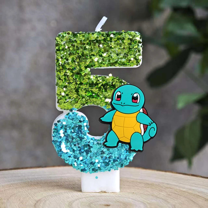 Pokemon Candle Number 0-9 Soccer Candle Pikachu Cake Decoration Boy Birthday Party for Kids Baby Shower Decor Gift