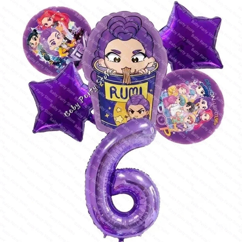 KPop Demon Hunter Theme 18-inch Cartoon Anime Foil Balloon Set for Baby Shower Supplies Kids Birthday Party Decorations Gifts
