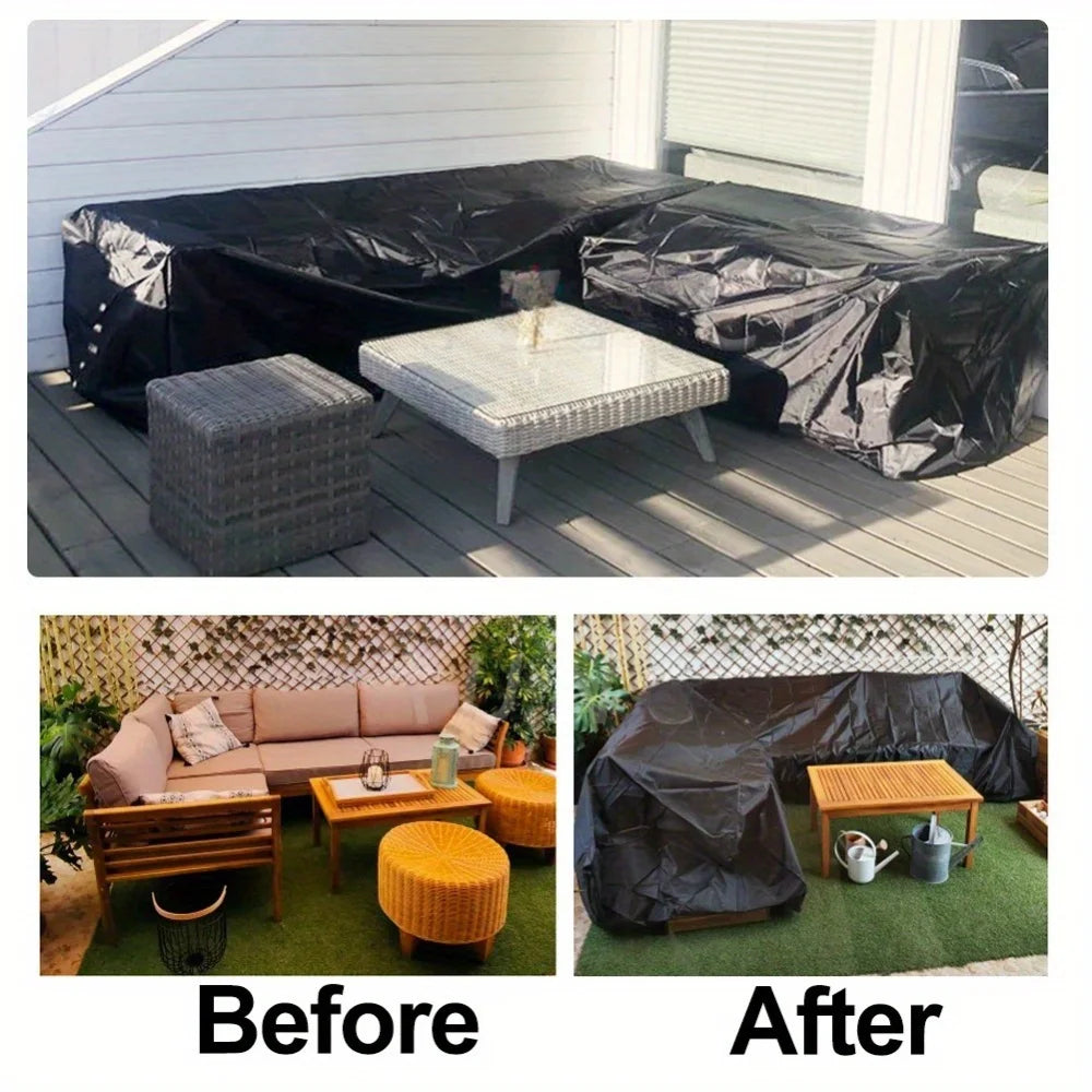 V-shaped Outdoor Furniture Cover Anti-UV Windproof Sofa Protective Cover Polyester Waterproof Outdoor Sofa Cover