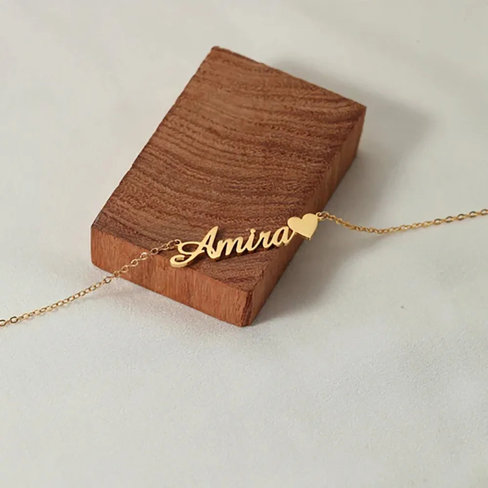 Personalized Love Heart Necklace for Women Custom Dainty Name Necklace Stainless Steel Jewelry Valentine's Day Anniversary Gift