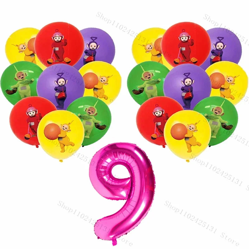 Teletubbies Birthday Party Decoration Tableware Set Paper Plates Balloons Banner Tablecloth For Kids Baby Shower Party Supplies