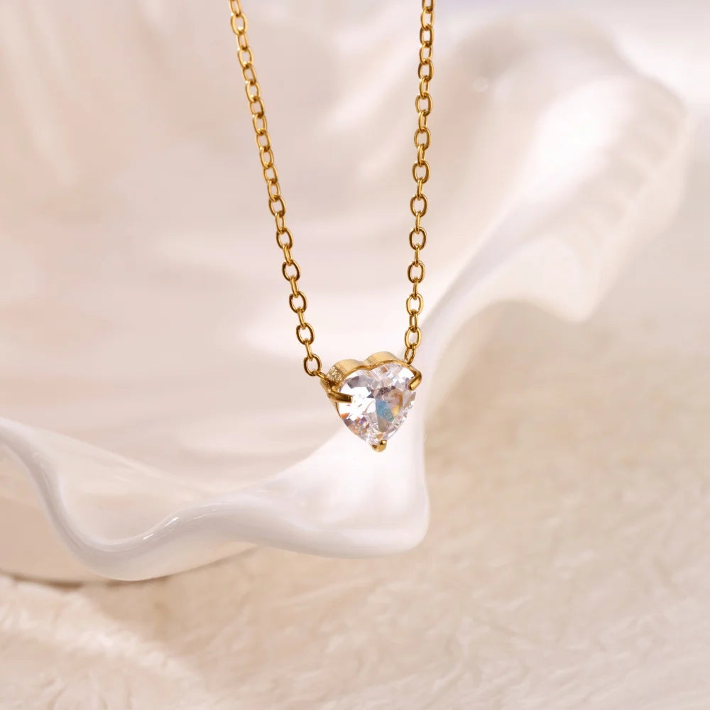 316L Stainless Steel Multilayer Heart Necklace For Women Girls Goth Gold Color Clavicle Chain Charm Choker Jewelry Birthday Gift