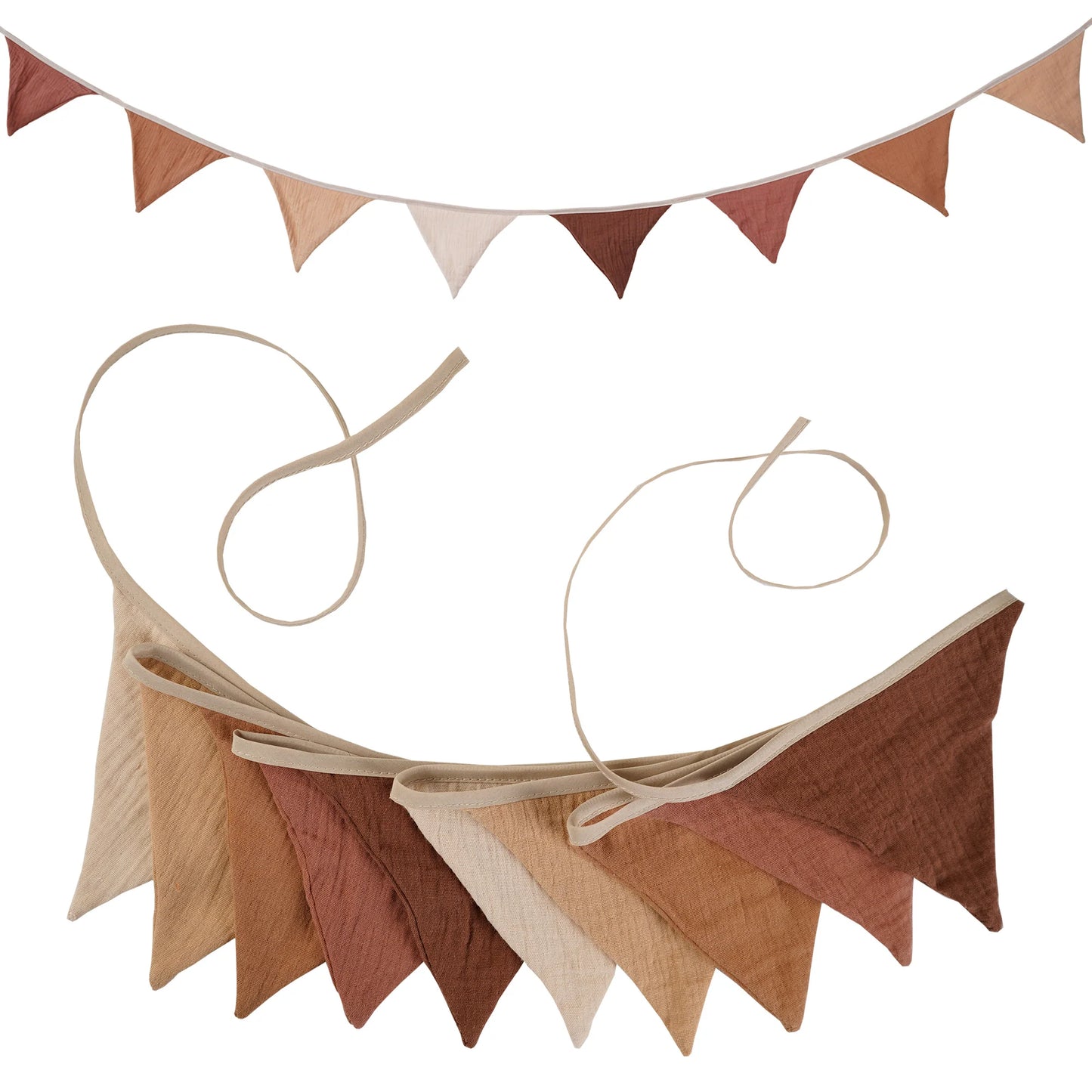 2.6M Nursery Fabric Bunting 10 Triangle Pennant Flags Party Decor Banner Home Baby Shower Carnival Garland
