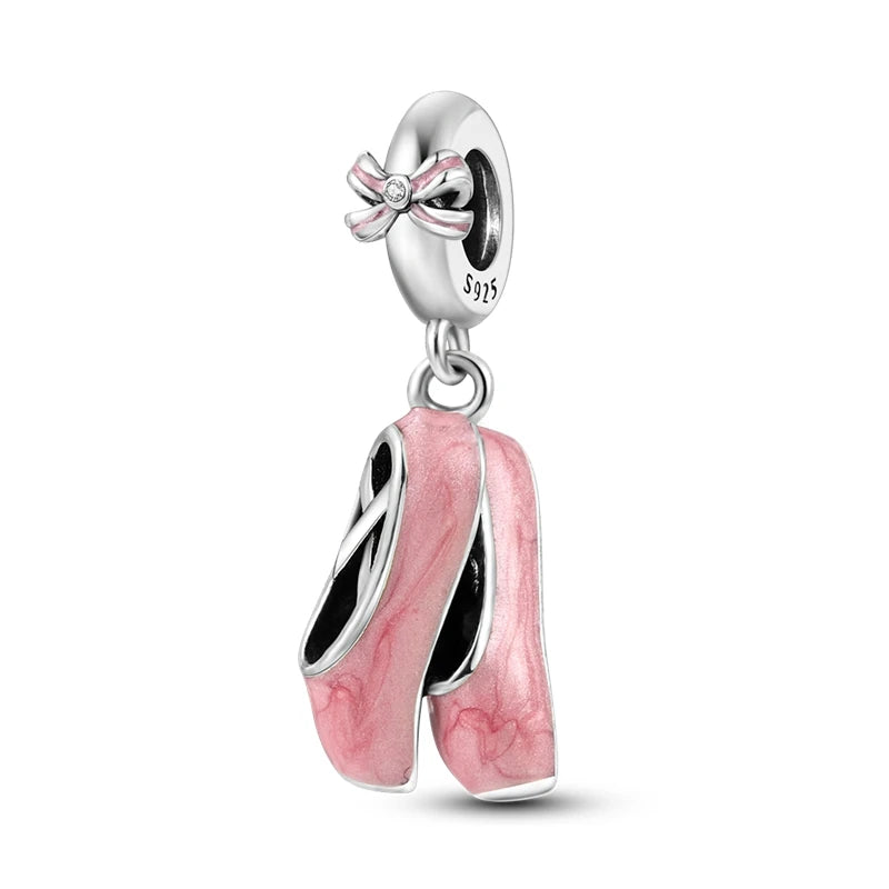 925 Sterling Silver Pink Series Charms Bow Tie Girl Cake Princess Beads Pendant Fit Original Bracelet DIY Jewelry Gift For Woman