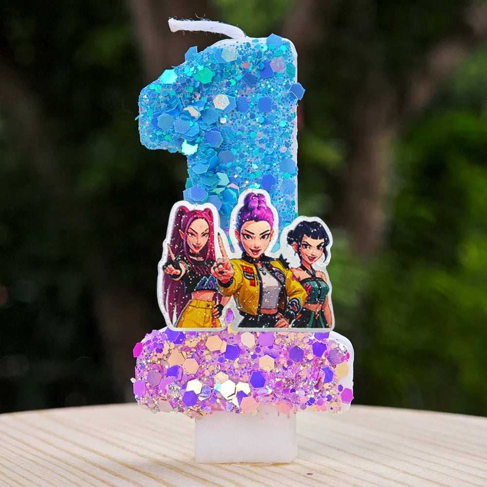 Kpop Demon Hunters Candle Number 0-9 Soccer Candle Cake Decoration Birthday Party for Kids Baby Shower Decor Gift