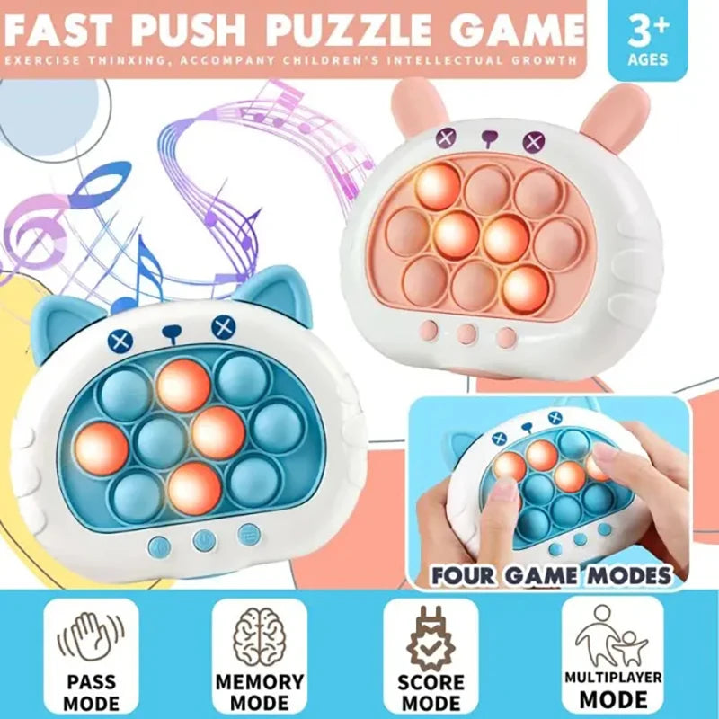 3 Colors 1 pcs Electronic Pop Quick Push Bubbles Game Machine Kid Cartoon Fun Squeezing Toys Anti Stress Sensory Bubble Toy Gift