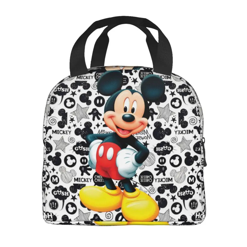 Custom Mickey Pink Minnie Mouse Lunch Bag Women Creative Design Cooler Warm Insulated Lunch Box for Kids School