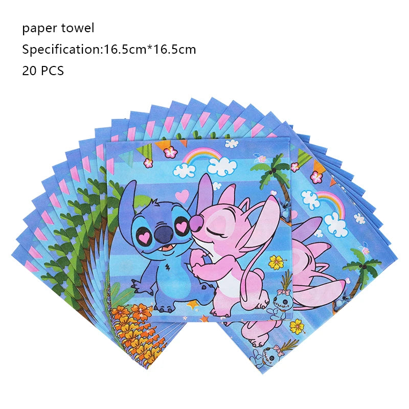 New Stitch Birthday Party Decoration Foil Latex Balloon With Pattern For Kids Event Supplies Disposable Tableware Plate Backdrop