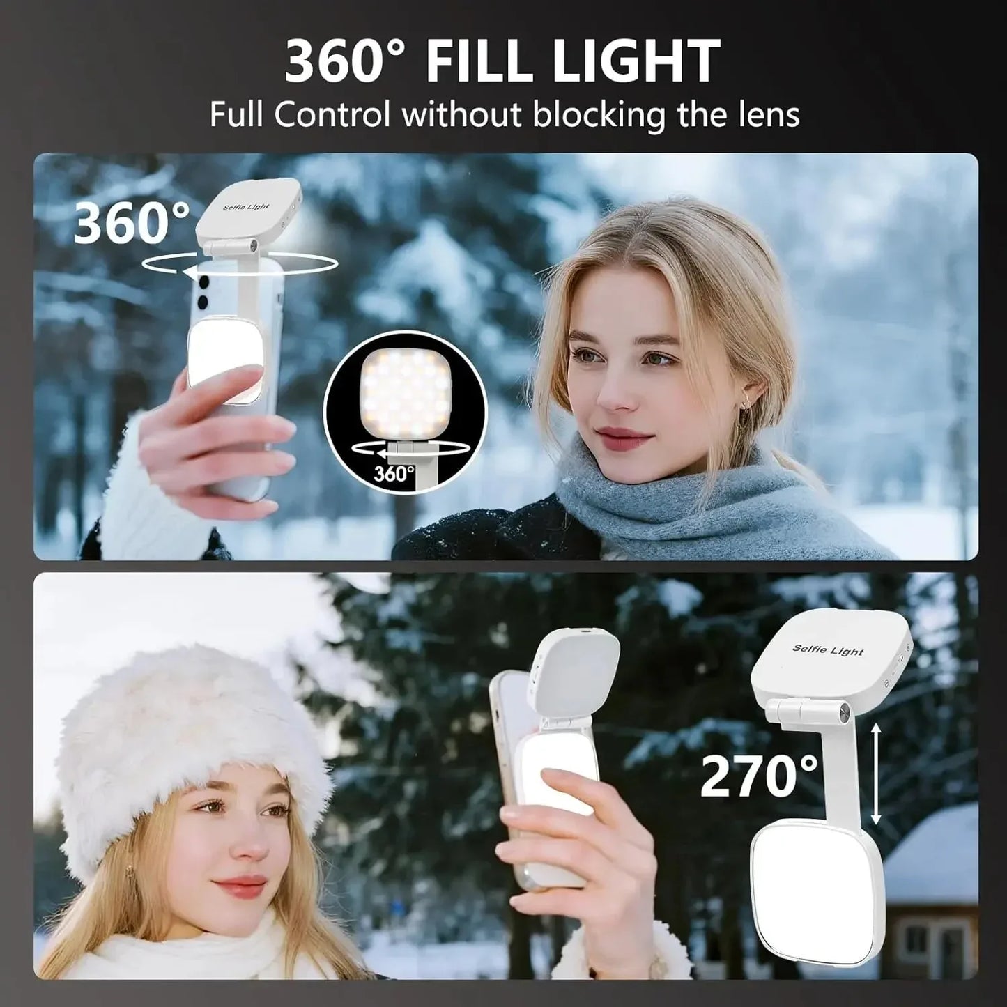 Magnetic Selfie Light for MagSafe iPhone 360° LED Ring Fill Light with Mirror