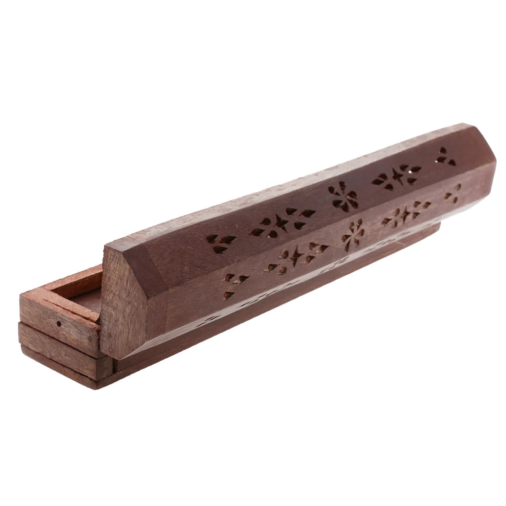 Traditional Incense Stick Burner Hollow Holder Ash Catcher Censer Box Case