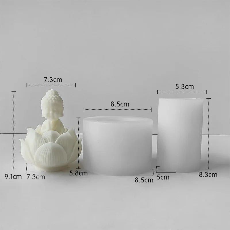 Creative Lotus Flower Buddha 3D Silicone Candle Soap Mold Home Decoration DIY Aromatherapy Gifts moldes de silicona silicone