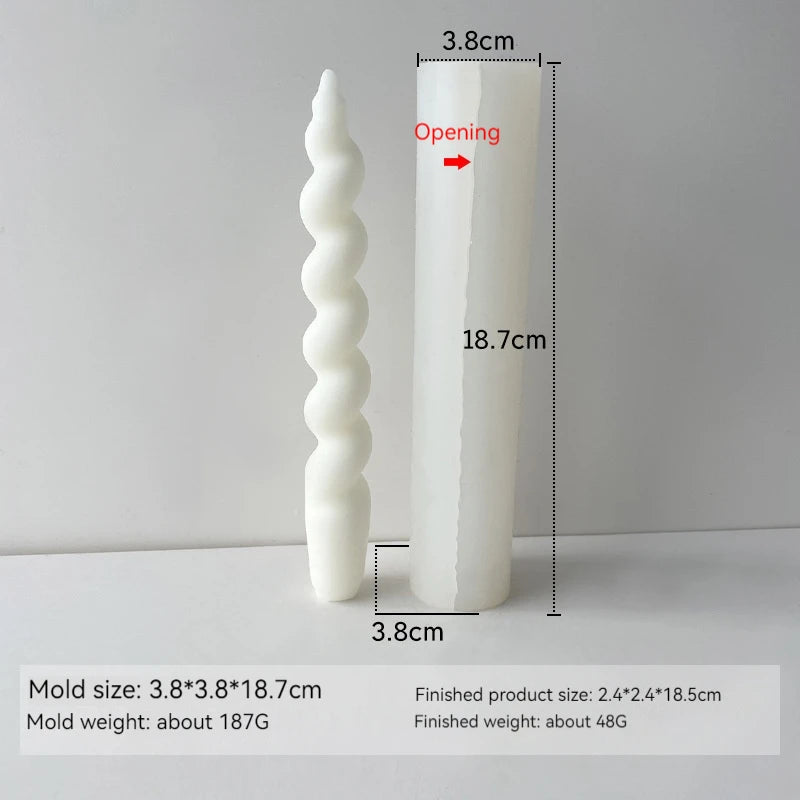 3D Candle Silicone Molds DIY Long Twisted Spiral Taper Candle Making Mold Tools Moldes De Silicona Para Velas форма для свечей
