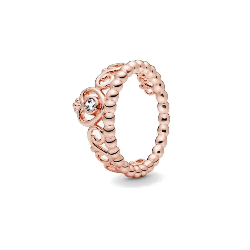 18K Rose Gold Plated 925 Originales Silver SilverLock To Love Heart Stone Wedding Luxury Ring Set For Woman Jewelry Party Gift