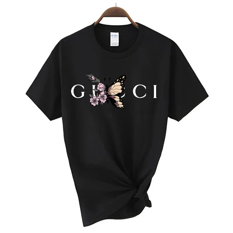High Quality Women's T Shirt Letter Printed Daily Blouse Tops Summer Classic Style Short Sleeve Female Harajuku Y2K Tee