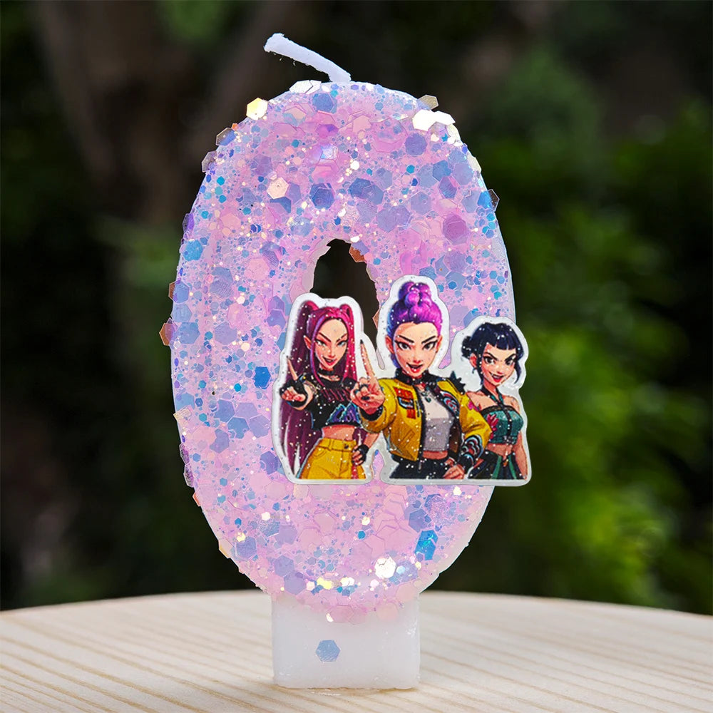 Kpop Demon Hunters Candle Number 0-9 Soccer Candle Cake Decoration Birthday Party for Kids Baby Shower Decor Gift
