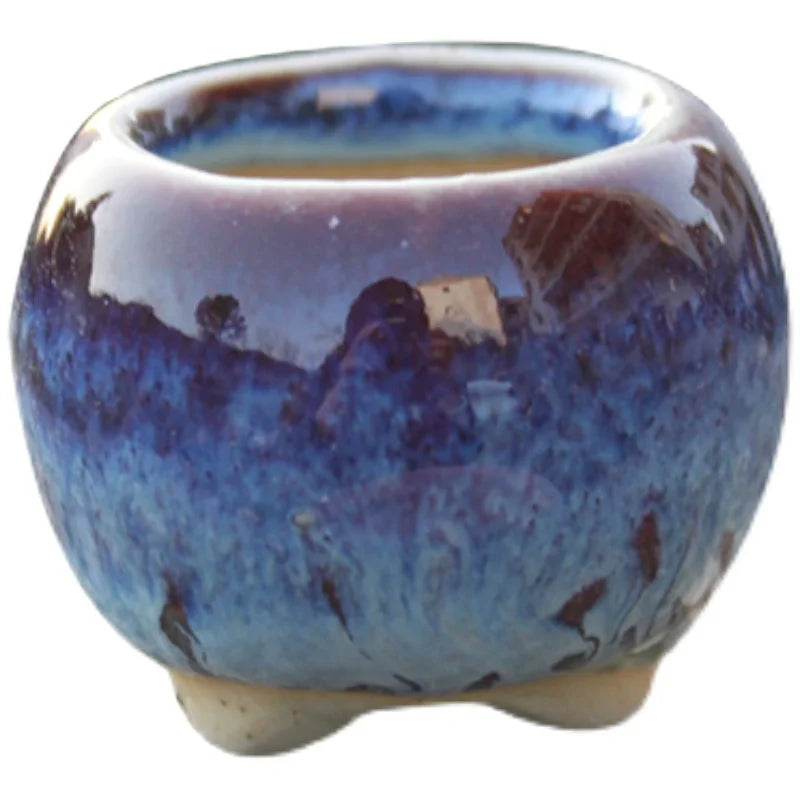 5/15pc Super Mini Succulent Flower Pot Coarse Ceramic Flow Glaze Ice Cracking Handmade Basin Breathable Minimalist Thumb Basin