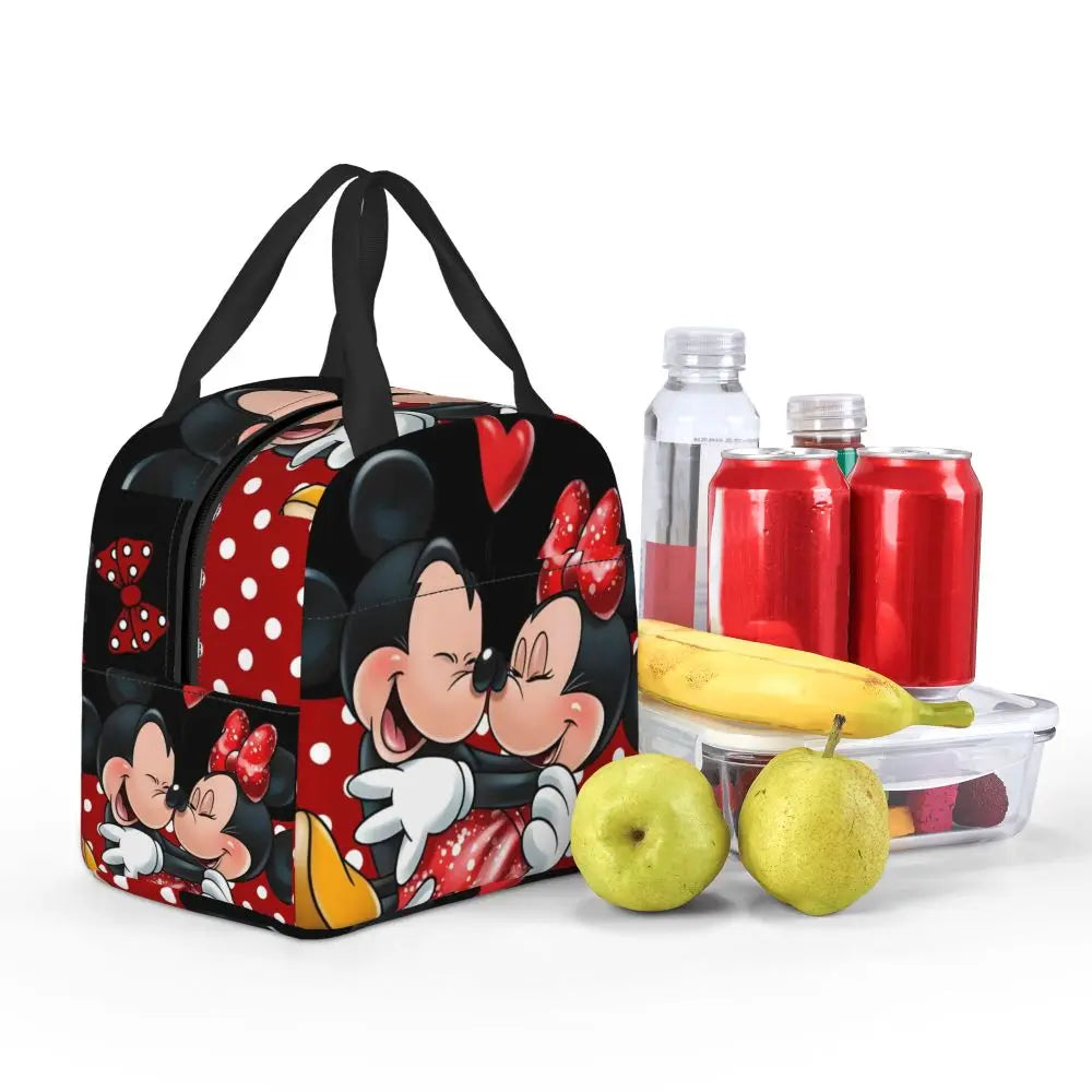 Custom Mickey Pink Minnie Mouse Lunch Bag Women Creative Design Cooler Warm Insulated Lunch Box for Kids School