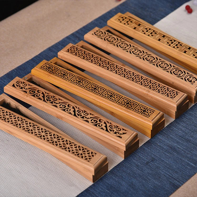 1PCS Natural Bamboo Board incense support rods stick stand box sahumerios holder Japanese Style Bamboo Incense Ash Catcher xx004