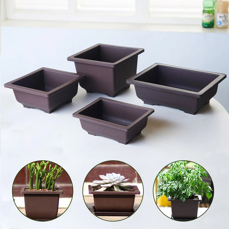 Outdoor Garden Landscape Bonsai Tray Square Rectangular Flowerpots Imitation Purple Clay Succulent Plants Pots 	
Pots for Plants
