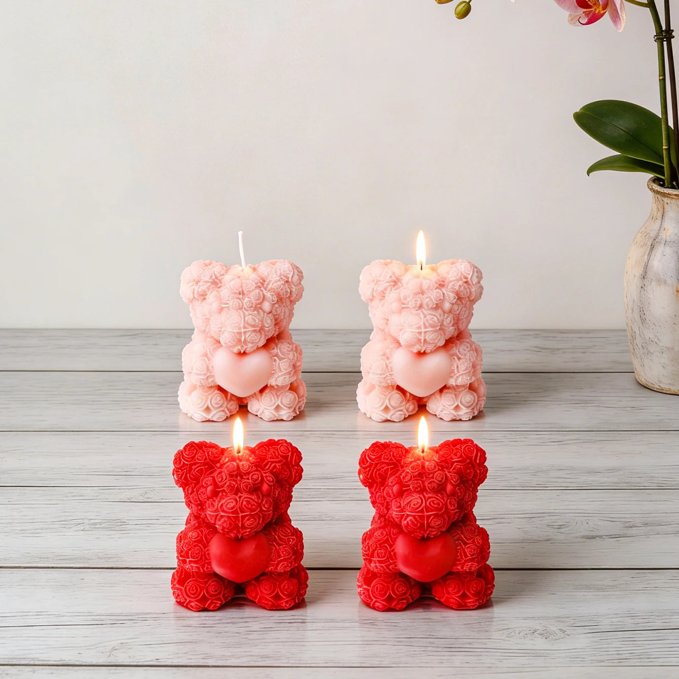 Rose Bear Scented Candles - Cute Decorations & Handmade Gifts for Women / Friends, Ideal for Wedding Souvenirs,  Valentine's Day