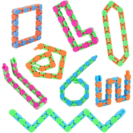 24Links Fidgets Wacky Tracks Toys Classroom Students Gifts Sensory Autism Snap Fidget Click Toy for Kids Adults Stress Relief