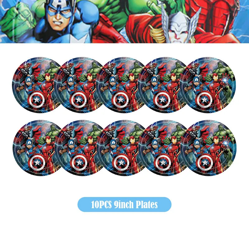 Happy Marvel Theme Avengers Birthday Decoration Set Cups Plates Tablecloth Masks Superhero Balloons Party Supplies Favors Gifts
