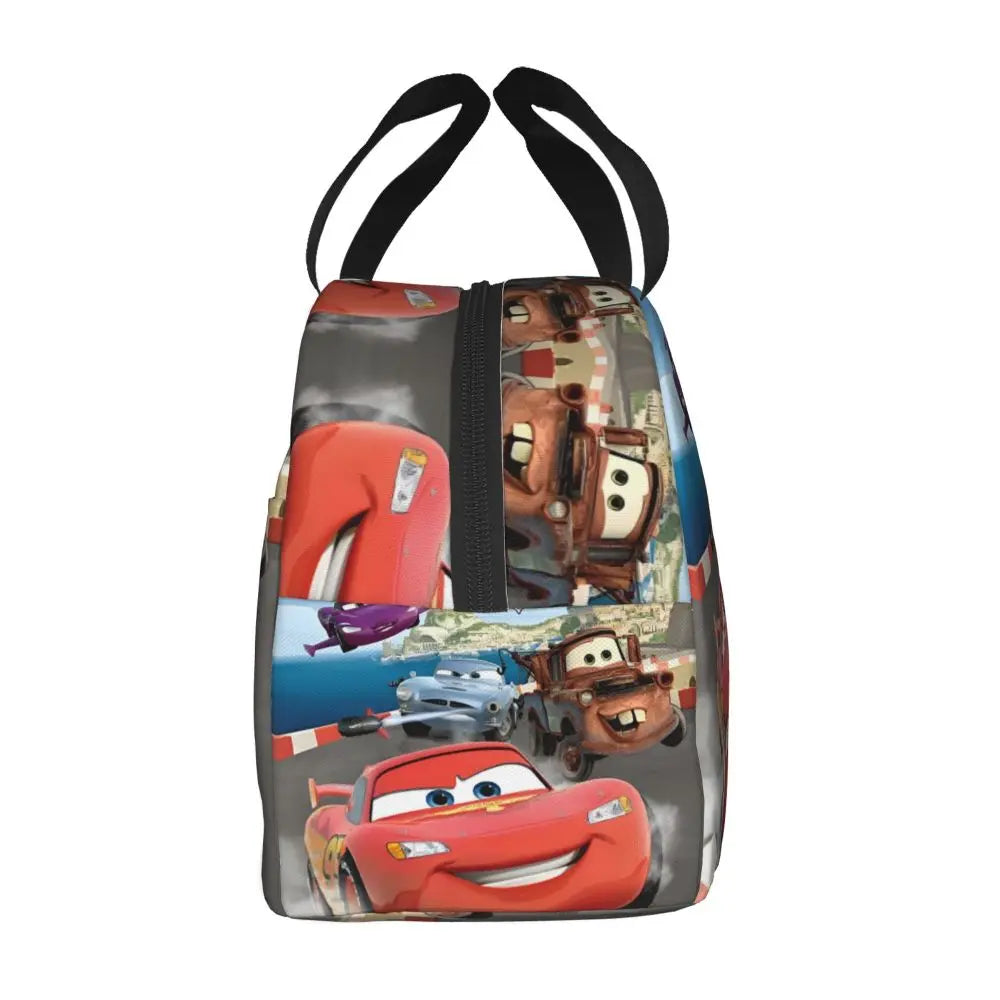 Custom Car 95 Lightning Mcqueen Insulated Lunch Bag for Women Resuable Racing Car Thermal Cooler Bento Box Office Picnic Travel