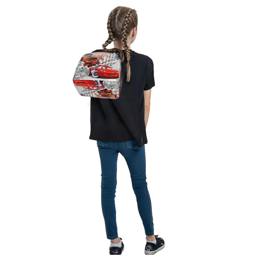 Custom Car 95 Lightning Mcqueen Insulated Lunch Bag for Women Resuable Racing Car Thermal Cooler Bento Box Office Picnic Travel
