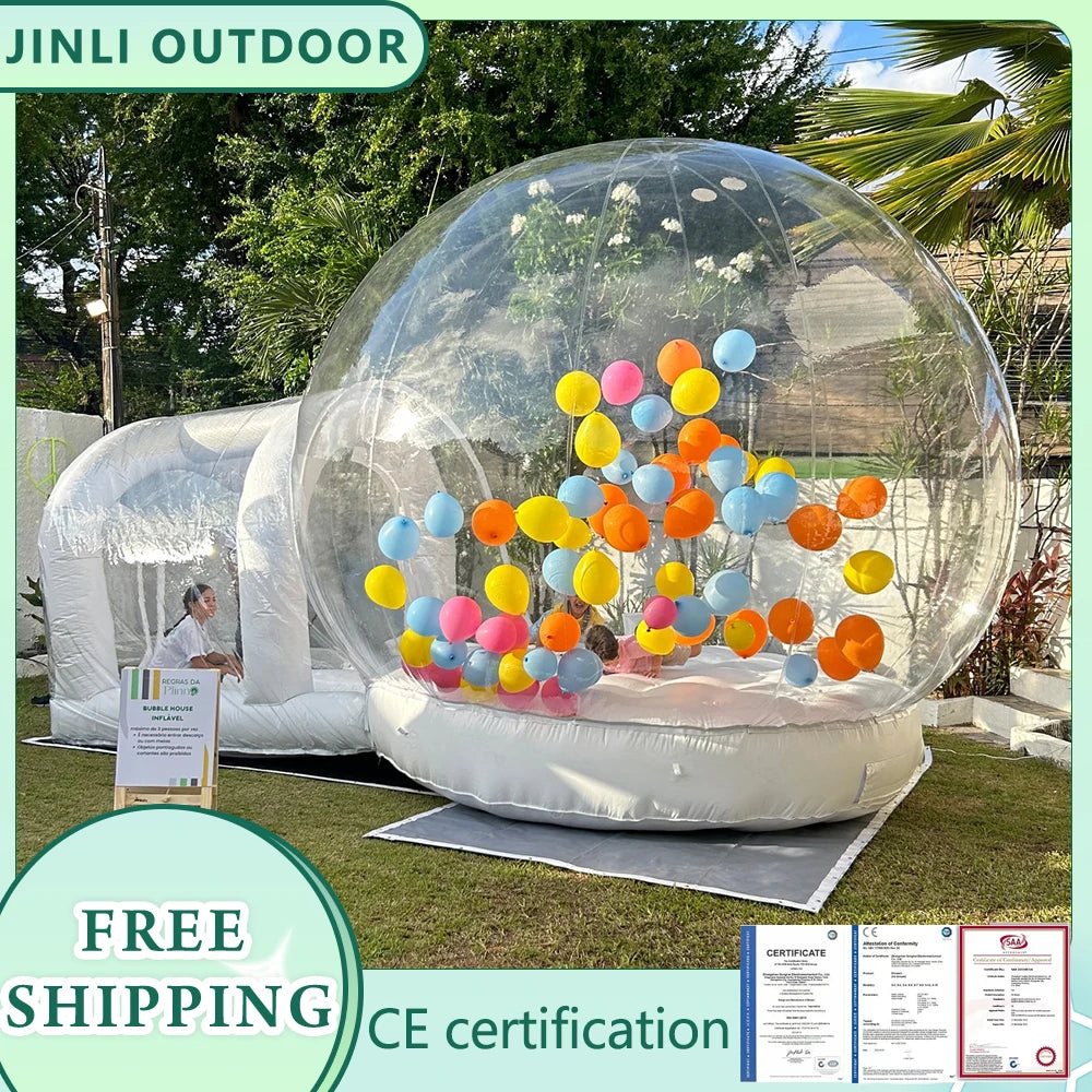 Inflatable Bouncy Bubble House Kids Play with Blower Balloon Transparent PVC Outdoor Dome Tent Bouncer for Chlidren Toys