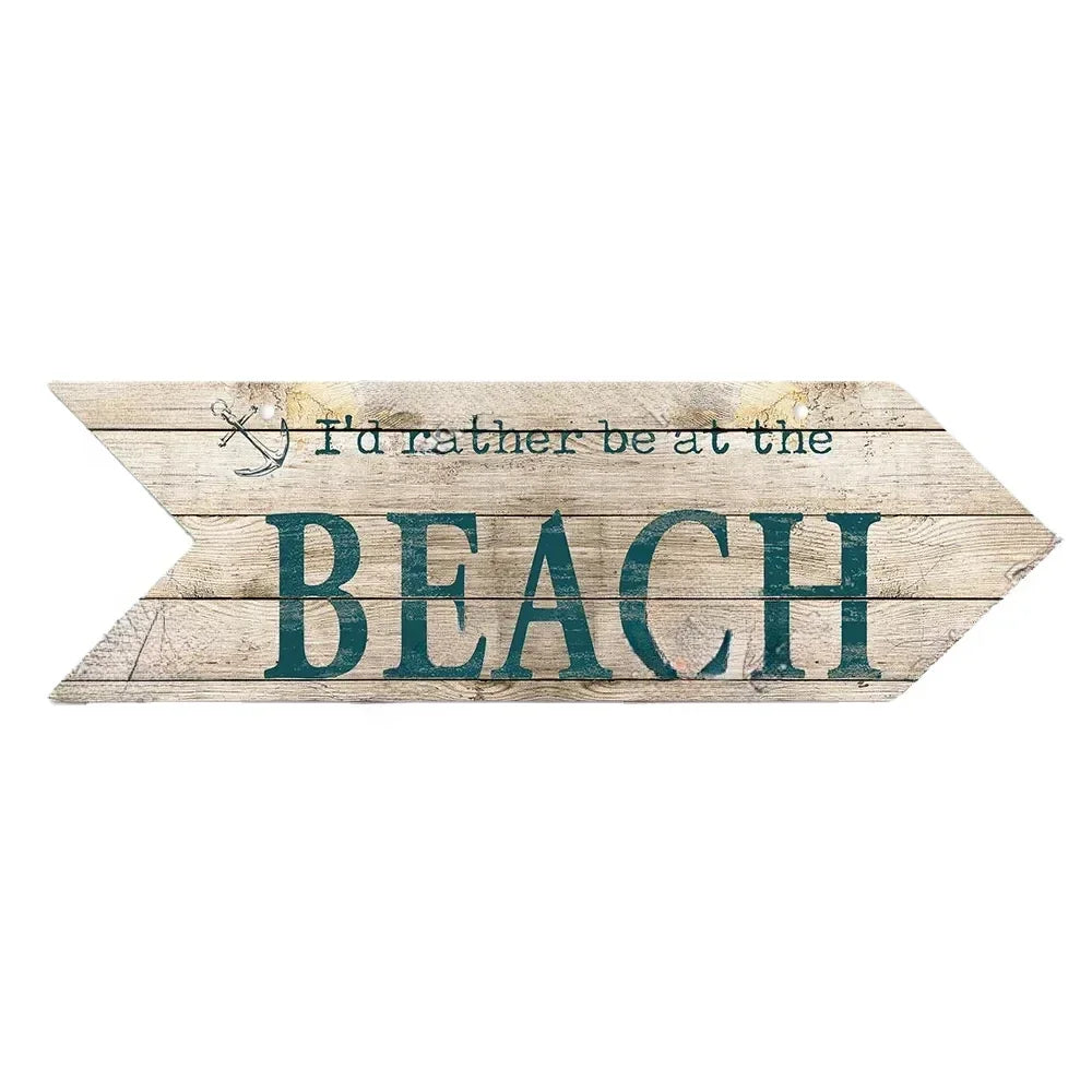 Beach Arrow Wooden Sign Beach Seaside Road Guide Wall Decoration Indicator Hanging Beach House  Wall Plaque Decor
