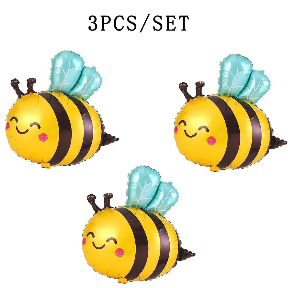 Bee Balloon and Daisy Flower Balloon Garland kit Aluminum Foil Baloon Pink Yellow Ballon for Bee Theme Birthday Party Decoration