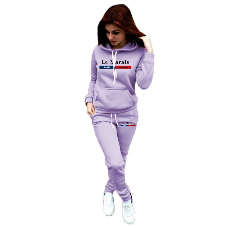 Le Marais Fashion Women Hoodie Outfits Autumn Winter Daily Casual Sports Jogging Suit Laides Home Outdoor Comfort Warm Tracksuit