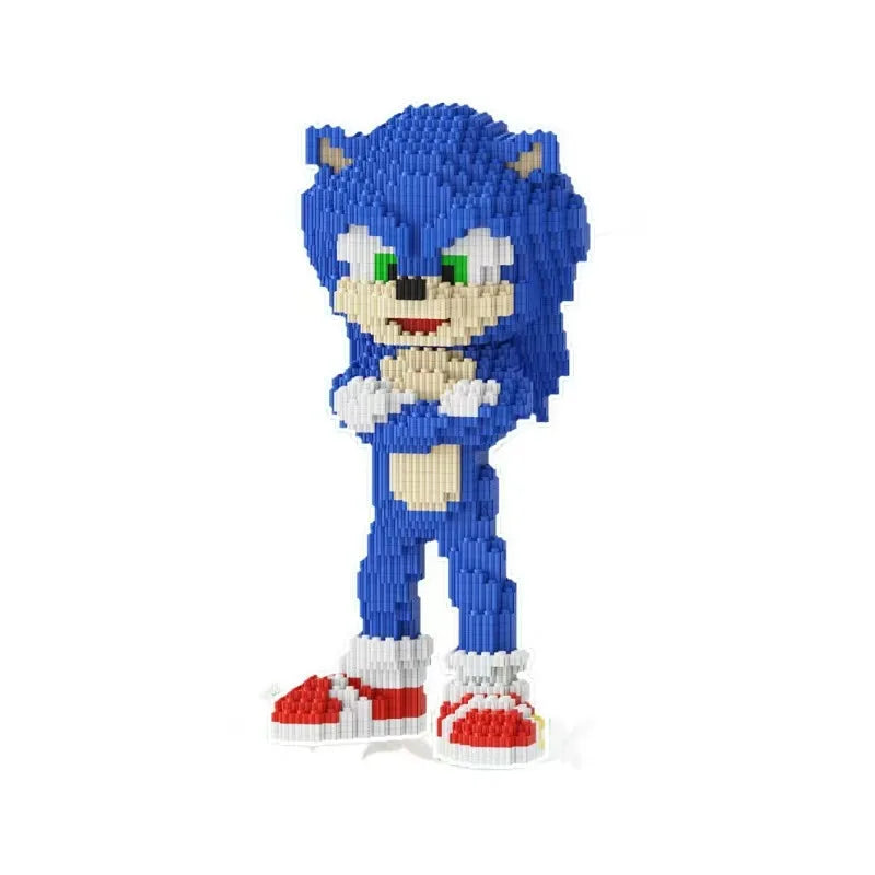 31CM Blue Hedgehog Building Blocks Children's Puzzle Small Particle Assembly Toy Decompression 3D Handmade Gift