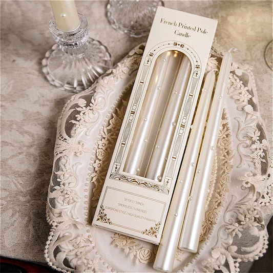 Long Decorative Candles White Pearl Taper Candles Gifts Guests for Wedding Luxury Home Decoration