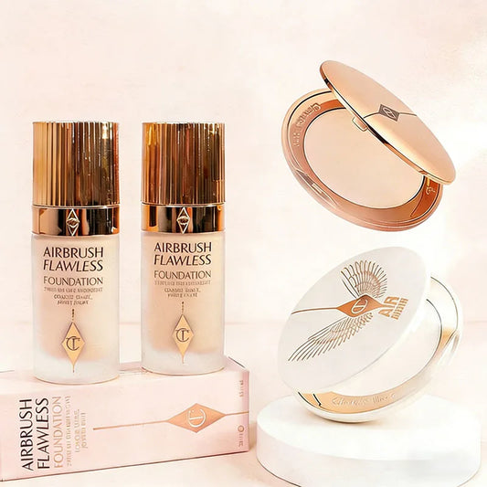 Charlotte Tilbury Soft Light Oil Control Liquid Foundation Small Gold Plate Powder Micro Light Powder Air Cushion Natural Makeup