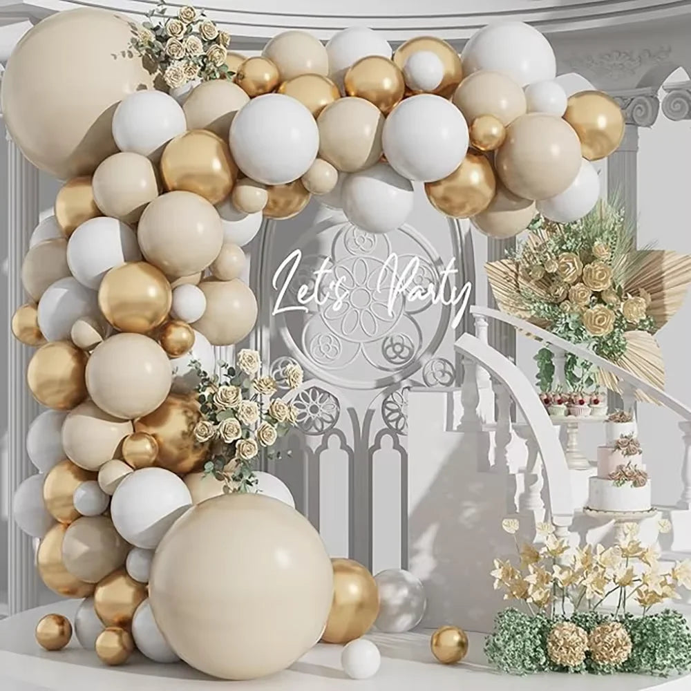 Nude White Sand Balloons Arch Kit Skin Gold Balloon Garland Kids Birthday Party Baby Shower Wedding Graduation Decoration Globos