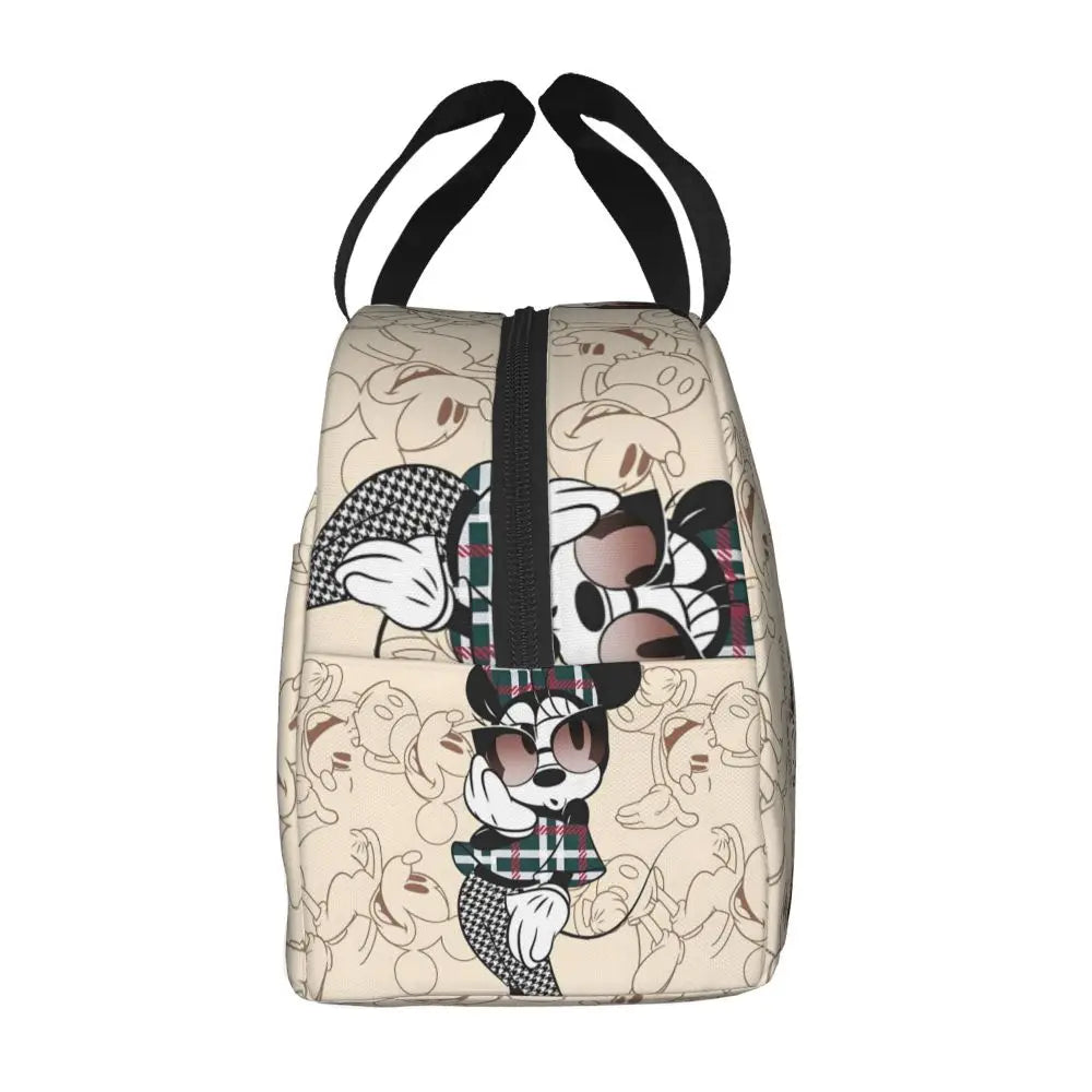 Custom Mickey Pink Minnie Mouse Lunch Bag Women Creative Design Cooler Warm Insulated Lunch Box for Kids School