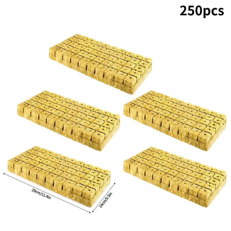 50/100/250Pcs Hydroponic Rockwool Growing Medium, Professional Soilless Cultivation Cubes for Seed Starting & Plant Propagation