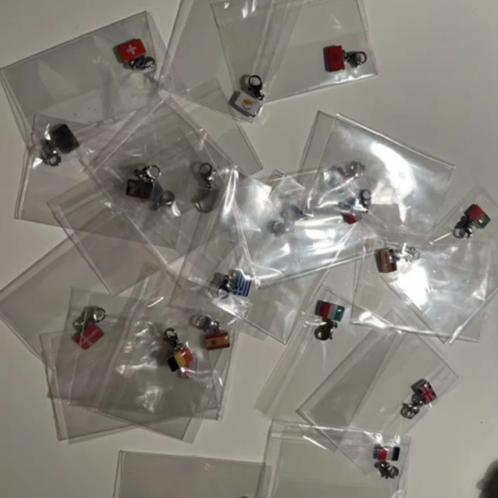Trendy 10mm width National Country Flags Charms Stainless Steel Bracelet Charms for DIY Making Necklace Bagchain Keychain
