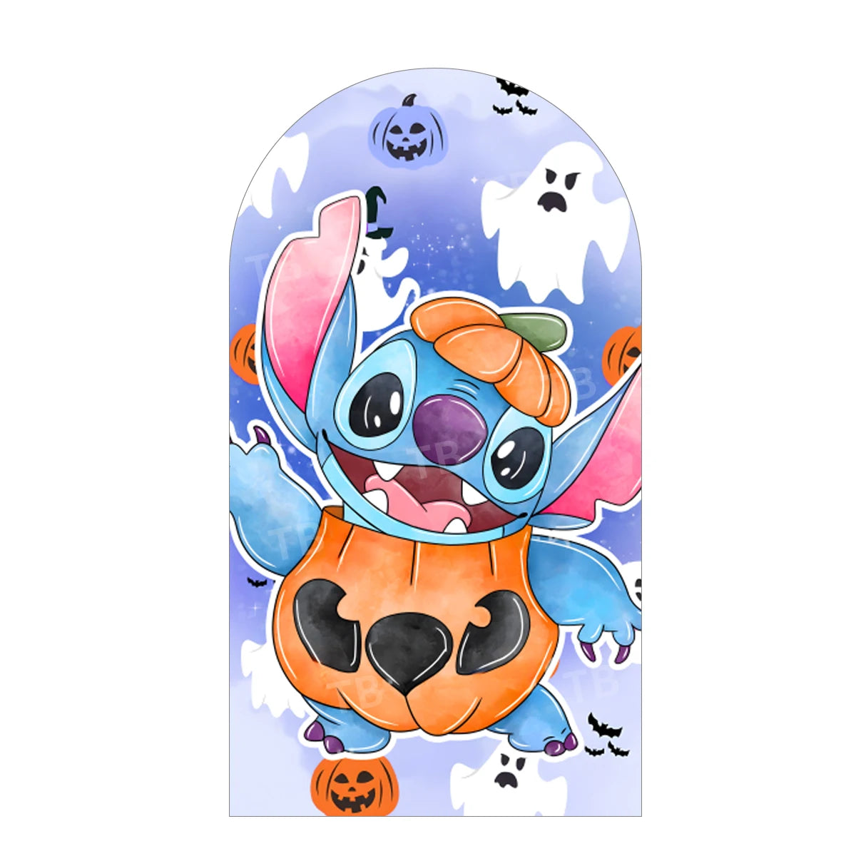 TB Disney Stitch & Angel Arch Backdrop Cover Halloween Theme Baby Shower Kids Birthday Party Decor Photography Background Wall