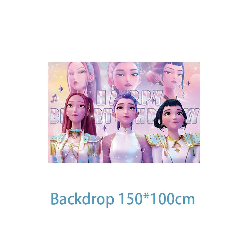 New Anime Kpop Demon Hunters Birthday Party Decorations Set Kpop Theme Cup Plate Gift Bags Balloons Banner Supplies Girls Favors